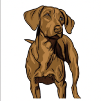 Dog, Sticker, Adorable, Tertiary Color, Retro, Contour, Vector, White Background, Detailed